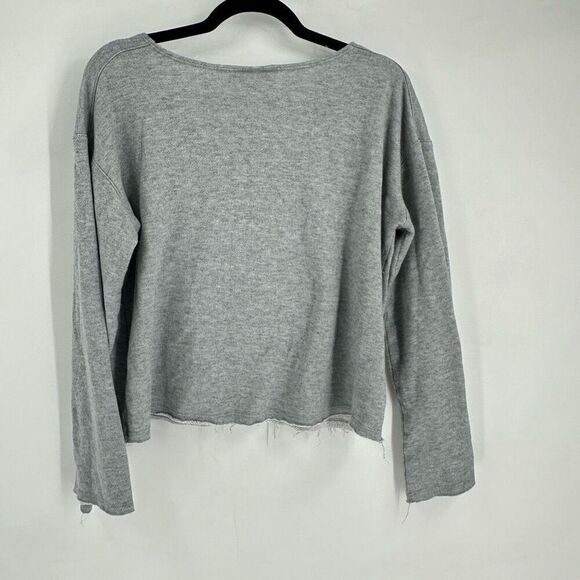 Livy Lu Women's Knit Long Sleeve Pullover Cropped Sweatshirt Gray Size Large‎ - Picture 7 of 10